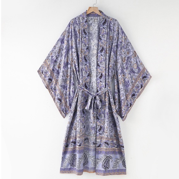 Sunny Daze Oversized Boho Cotton Tie Kimono - Picture 2 of 3